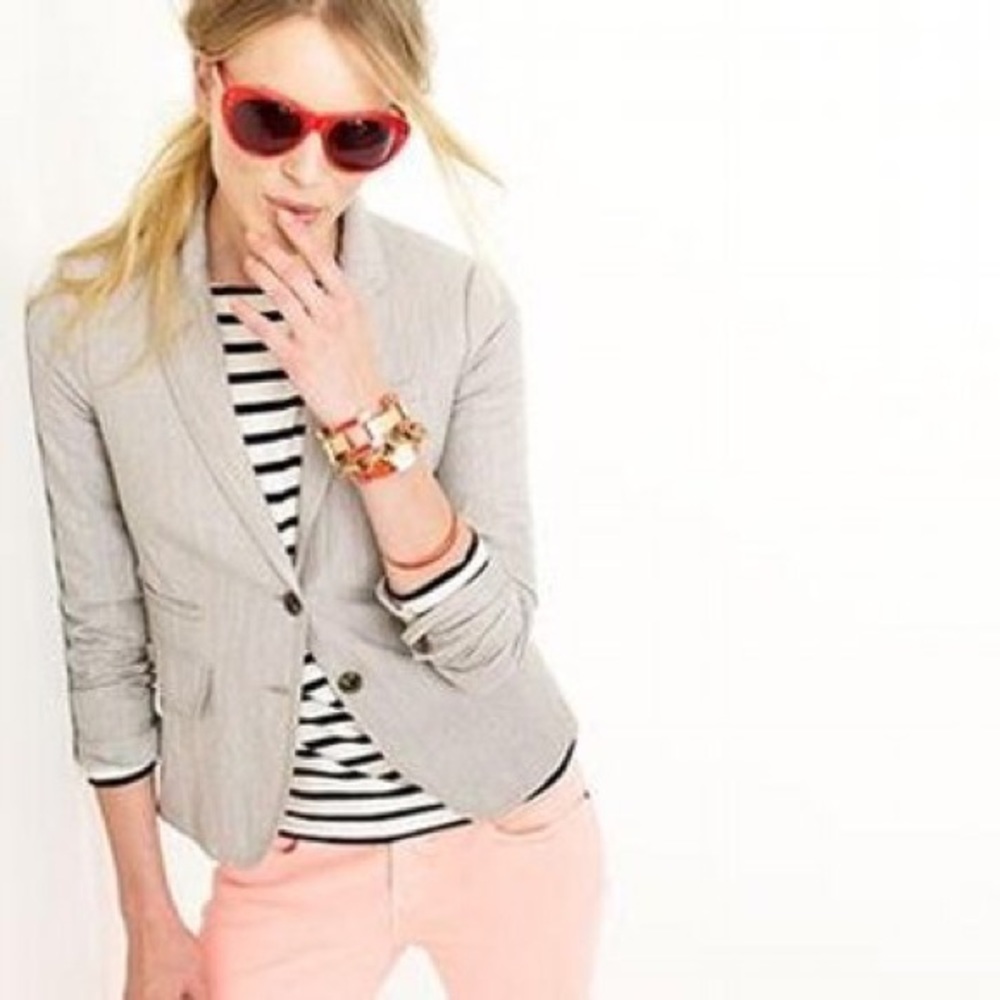 NWT Jcrew Schoolboy Herringbone Gray Blazer Sz 8